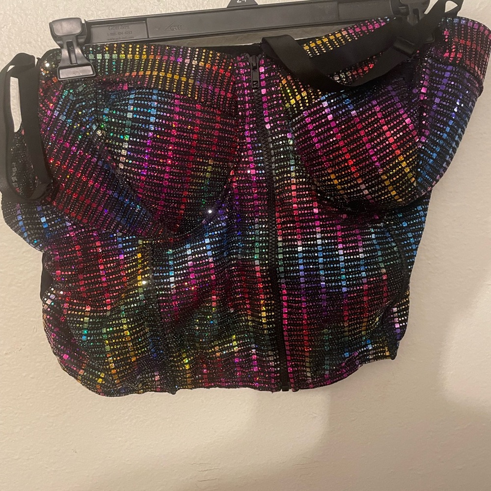 Ashley Stewart Pink and Red Bustier Sequin Corset